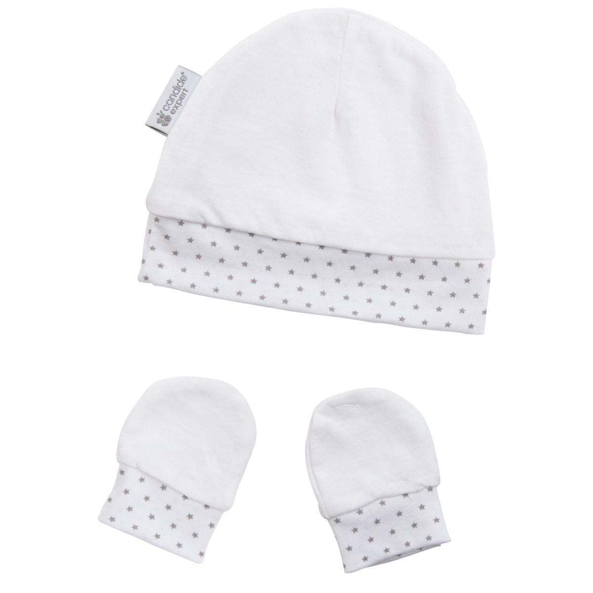Bonnet & moufles naissance étoiles