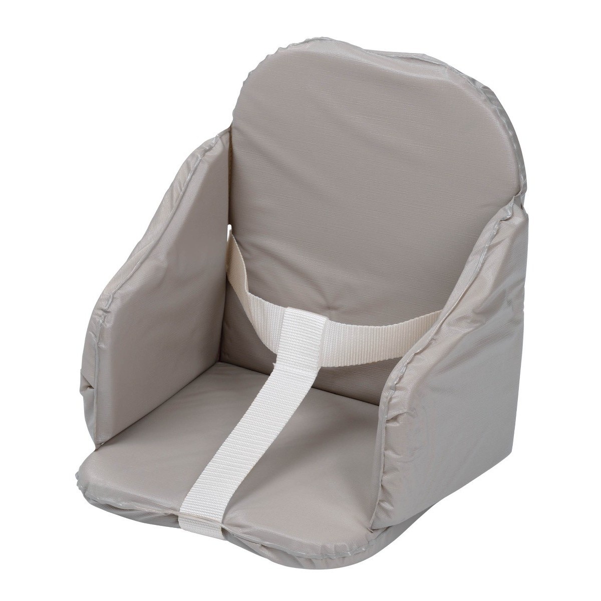 A Grey High Chair Cushion with security straps