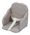 A Grey High Chair Cushion with security straps