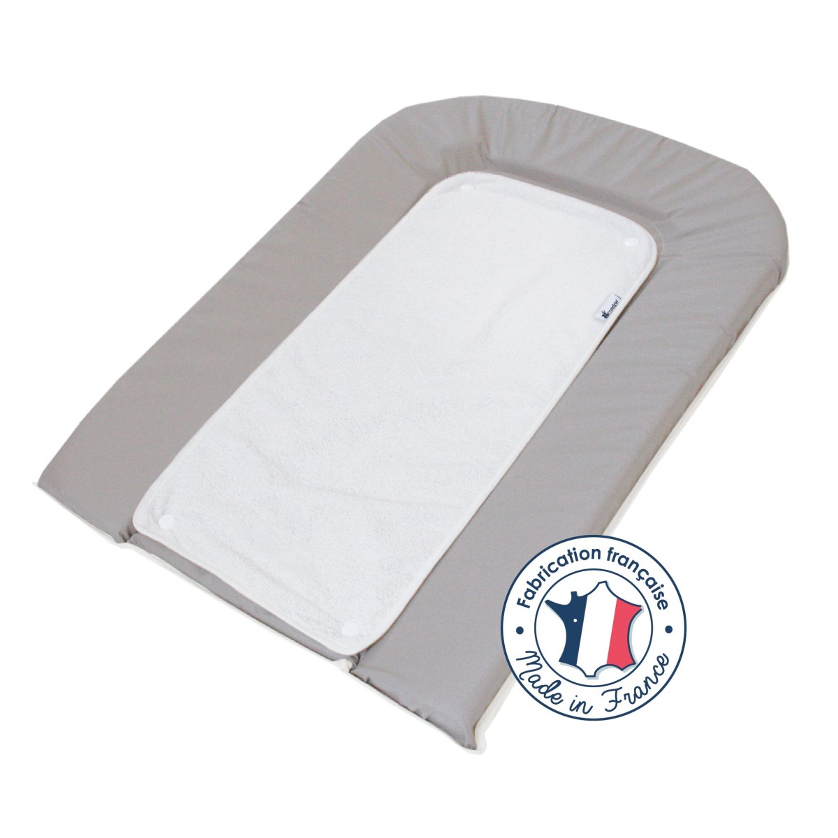 PVC changing mat 45x71 cm Grey + 2 White terry towels with press studs