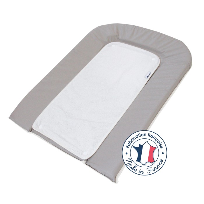 Matelas à langer PVC gris + 2 éponges pressionnées blanches