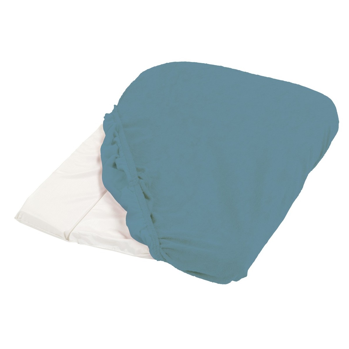 Housse de matelas à langer éponge 50x75cm bleu canard