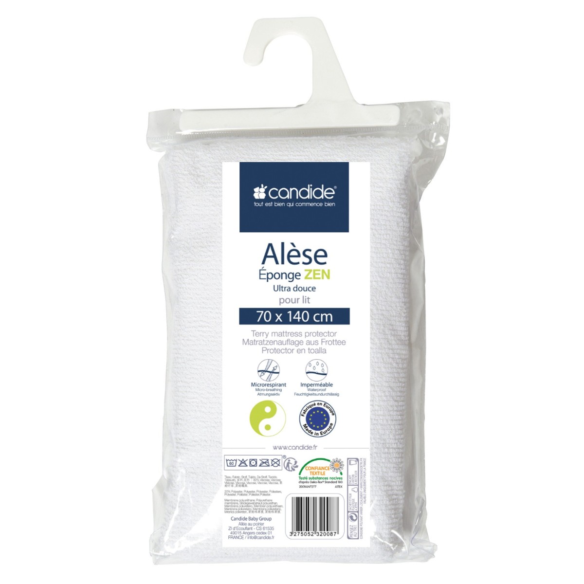 Candide Zen baby sheet 70x140cm white