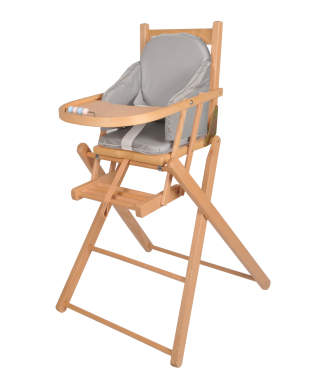 A Grey High Chair Cushion with security straps