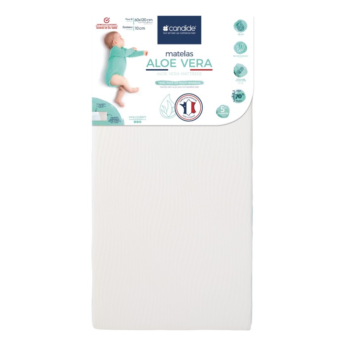 Aloe vera mattress with removable cover for bed 60x120cm