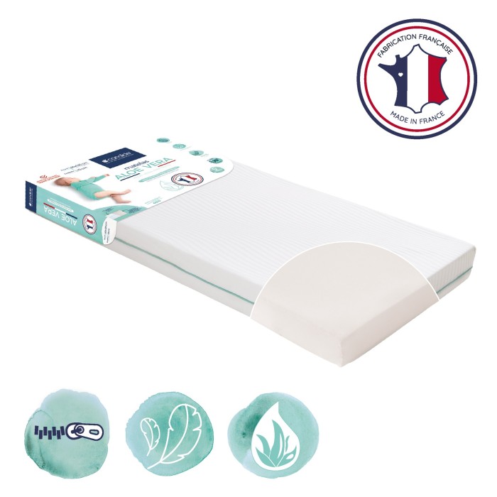 Aloe vera mattress with removable cover for bed 60x120cm