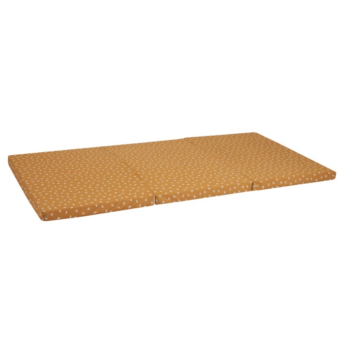 3 parts Foldable Mattress, Golden Caramel/Flowers,  60x120cm