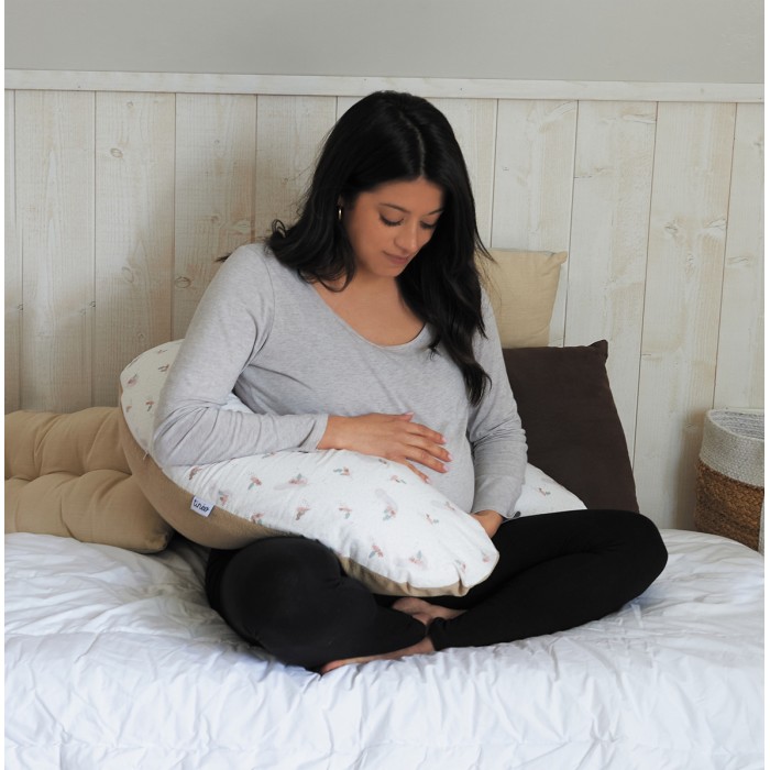 Coussin de maternité et d'allaitement éponge microfibre noisette