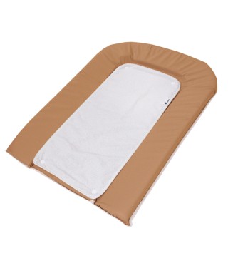 Matelas à langer PVC cassonade + 2 éponges pressionnées blanches