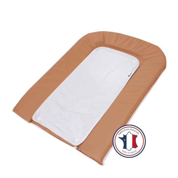 Matelas à langer PVC cassonade + 2 éponges pressionnées blanches