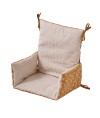 Coussin de chaise haute bébé tissu réversible camel/rayé