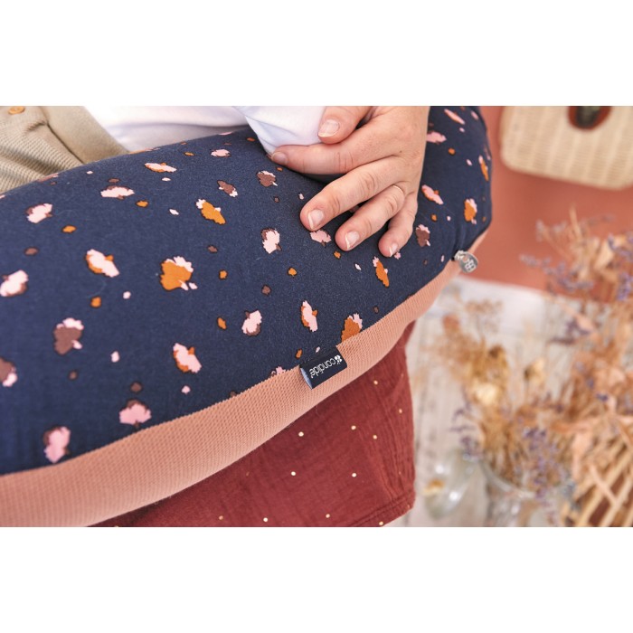 Coussin de maternité et d'allaitement Multirelax jersey fleurs/cassonade