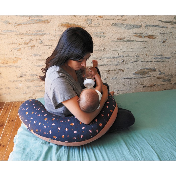 Maternity and Nursing Pillow - Multirelax - Caramel & Blue / Flowers