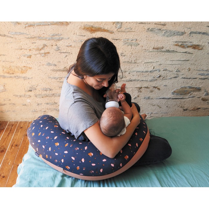 Maternity & Breastfeeding Cushion - Caramel & Blue / Flowers