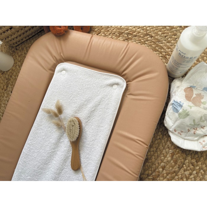 PVC Changing Mat brown sugar + 2 White Terry Towels With Press Studs