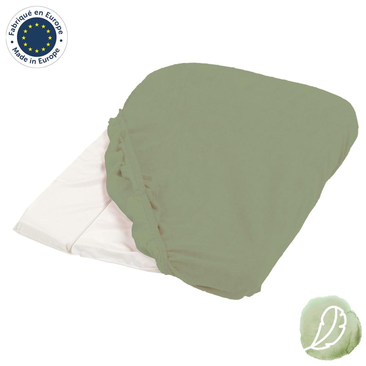 Jollein Housse Matelas à Langer Éponge Lot De 2 Sea Green/Biscuit - 50x70cm Oeko-Tex