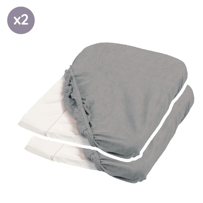 Lot de 2 housses de matelas à langer gris foncé