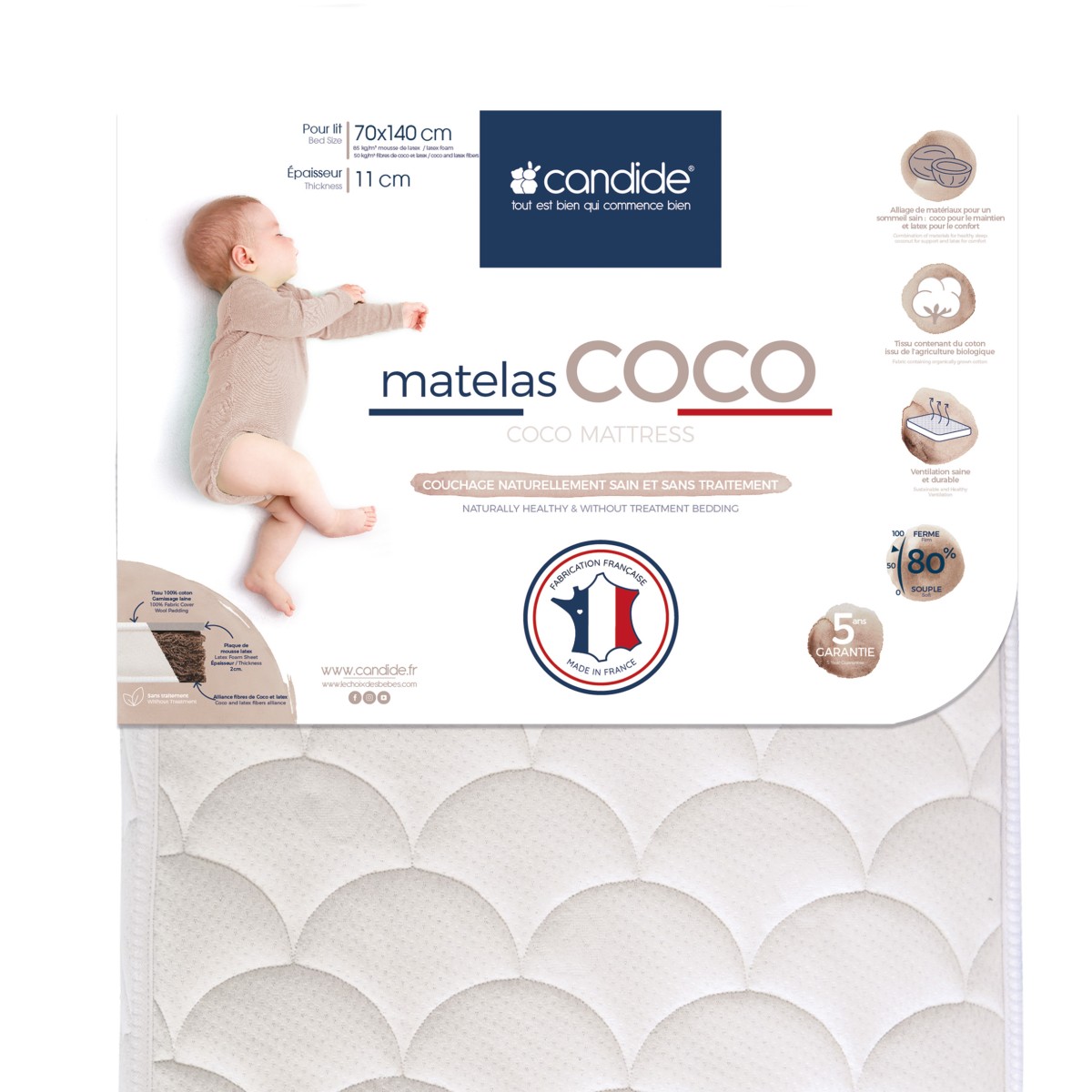 Matelas bébé 70x140cm Coco