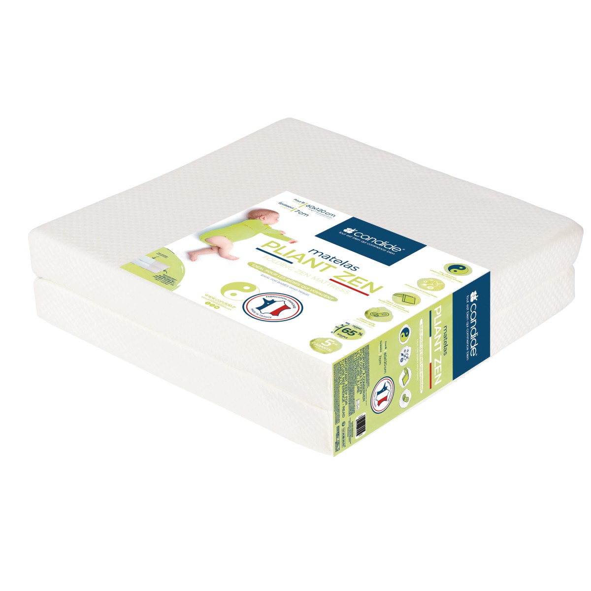 Zen folding mattress with removable cover for bed 60x120cm