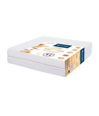 Candide - Matelas bébé pliant 2 parties 60x120cm Fibres déhoussable