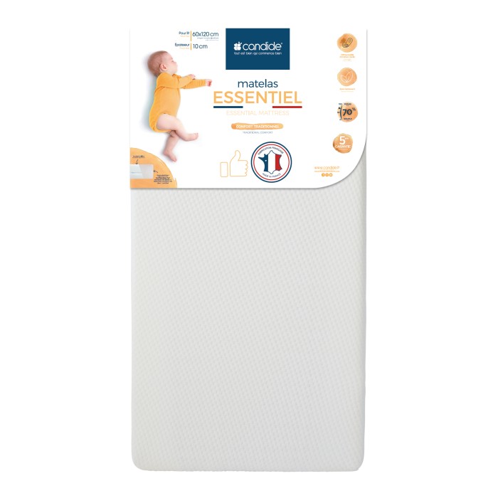 Candide - Matelas bébé 60x120cm Essentiel déhoussable