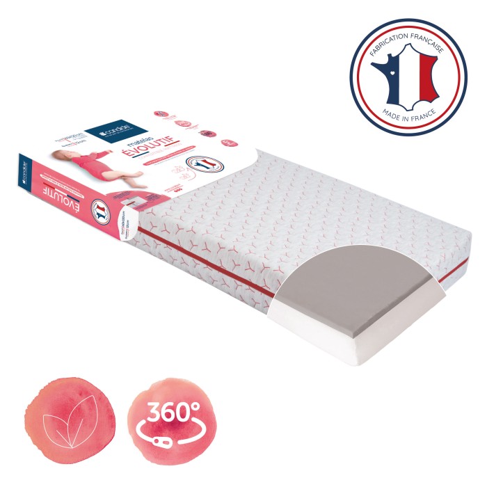 Matelas bébé 60x120cm Évolutif déhoussable