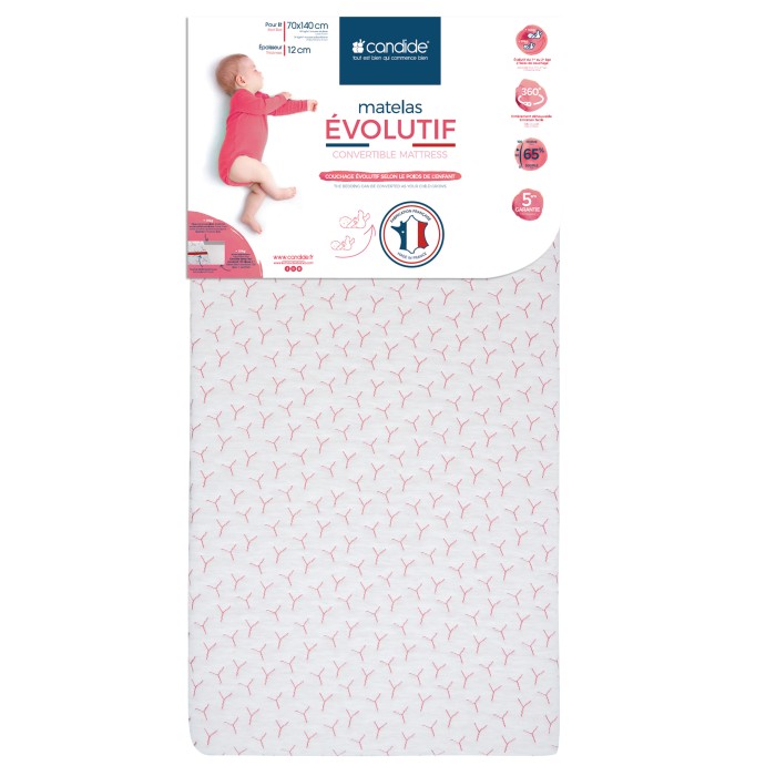 Matelas bébé 70x140cm Évolutif déhoussable