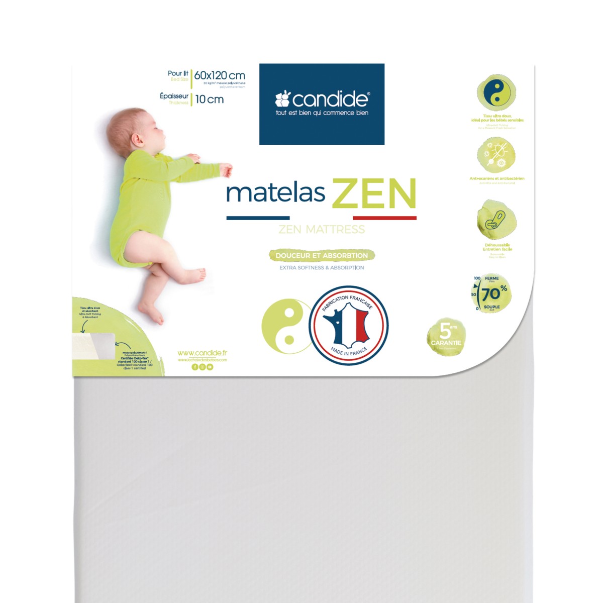Zen Mattress With Removable Cover for Bed 60x120cm