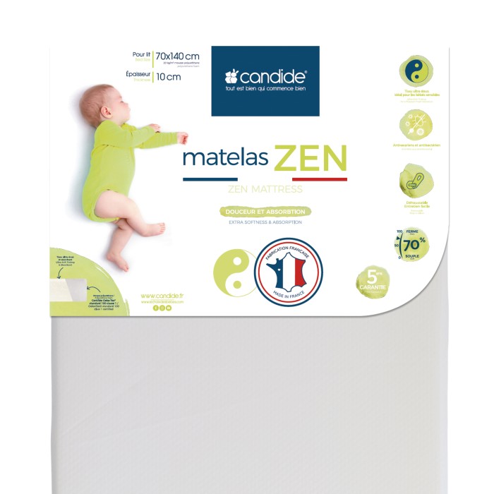Zen mattress with removable cover for bed 70x140cm