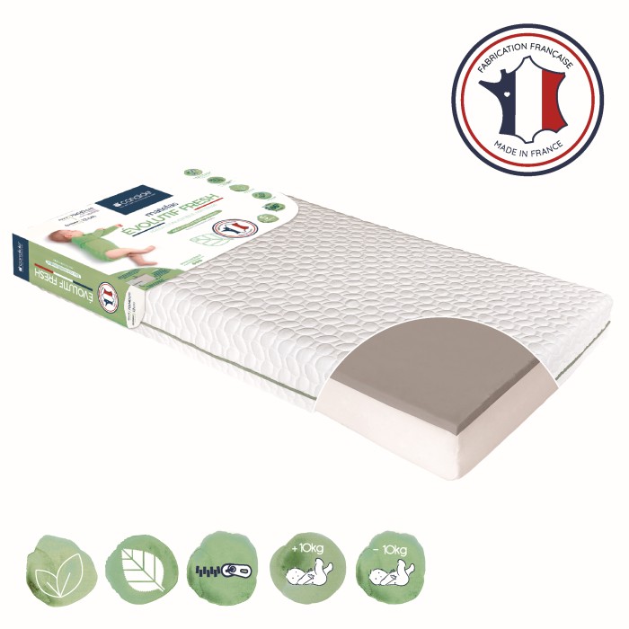 Matelas bébé 70x140cm Évolutif Fresh déhoussable