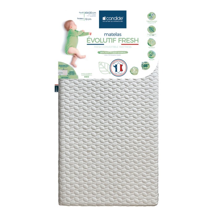 Matelas bébé Évolutif Fresh déhoussable 60x120cm