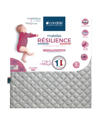 Matelas bébé résilience déhoussable 60x120cm