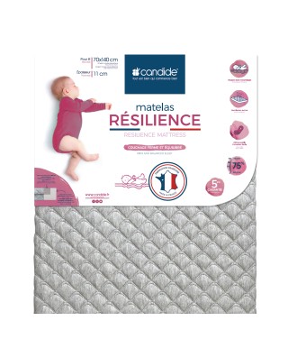 Matelas bébé résilience déhoussable 70x140cm