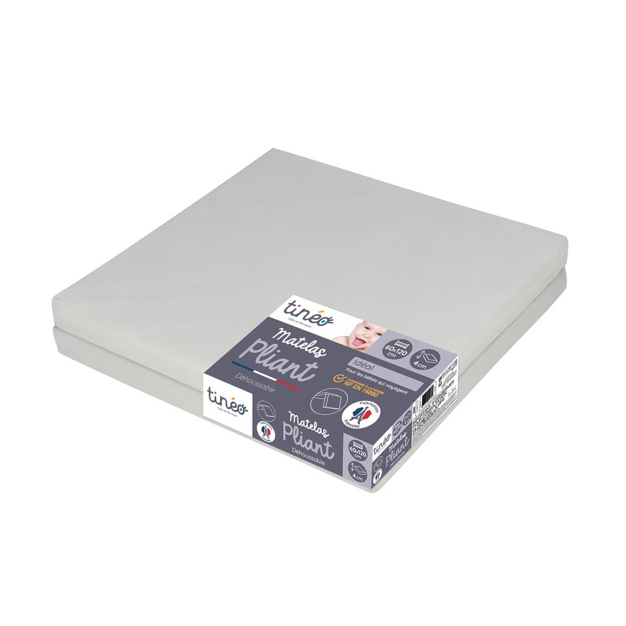 Yoopidoo Matelas Pliant Bébé 60x120cm Déhoussable Confortable - Fabrication Française - Garantie 2 Ans