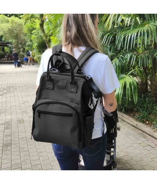 Black waterproof diaper backpack