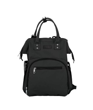 Black waterproof diaper backpack