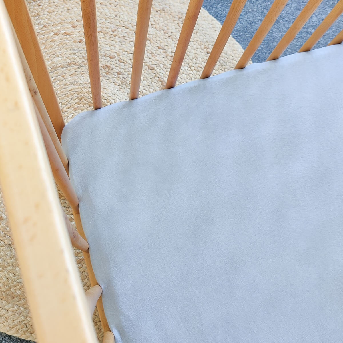 Drap housse Gris Jersey coton 60x120cm