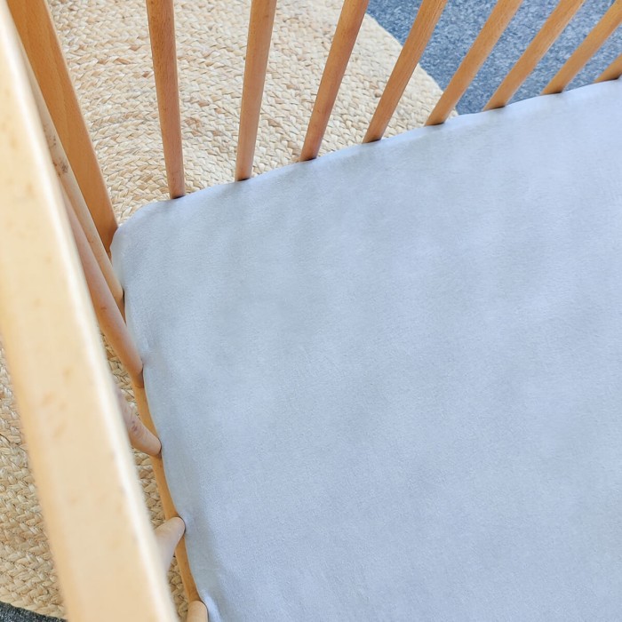Drap housse Gris Jersey coton 60x120cm