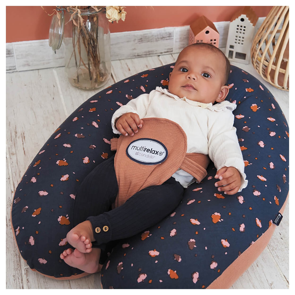 Maternity and Nursing Pillow Multirelax Caramel Blue Flowers