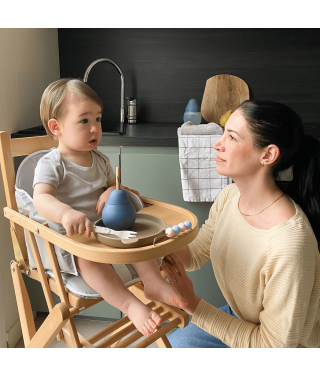 Highchair cushion in pvc with straps Grey / white