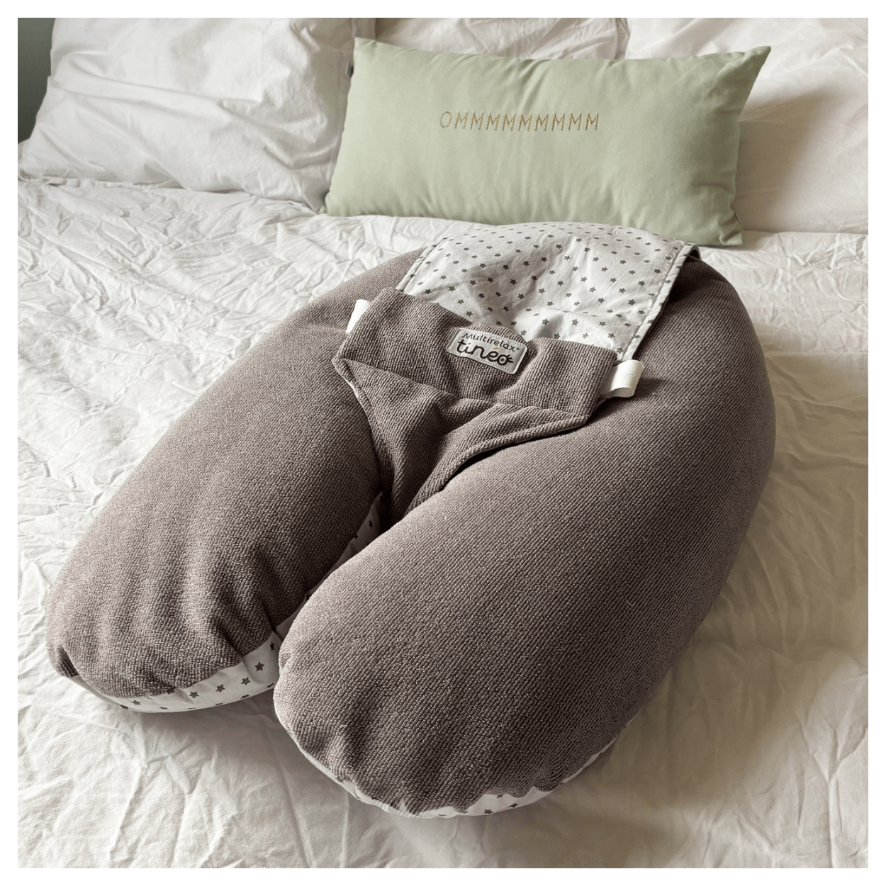 Coussin De Grossesse et D'allaitement TINEO 3 En 1 Multirelax éponge noisette