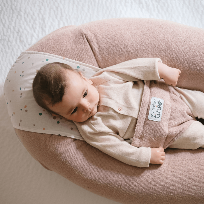 Coussin d'allaitement et de grossesse 3en1 Multirelax éponge noisette pois - Tinéo