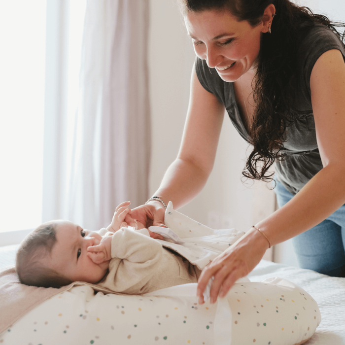Multirelax 3-in-1 nursing and pregnancy pillow, hazelnut sponge with polka dots - Tinéo