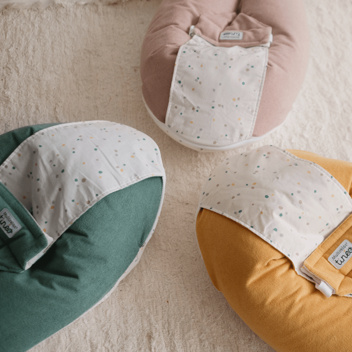 Coussin d'allaitement et de grossesse 3en1 Multirelax éponge noisette pois - Tinéo
