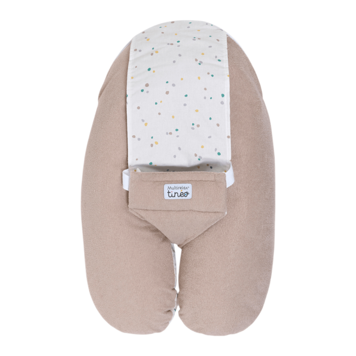 Coussin d'allaitement et de grossesse 3en1 Multirelax éponge noisette pois - Tinéo