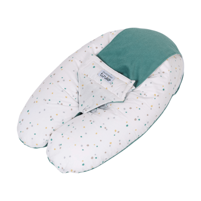 Coussin d'allaitement et de grossesse 3en1 Multirelax éponge vert pois - Tinéo