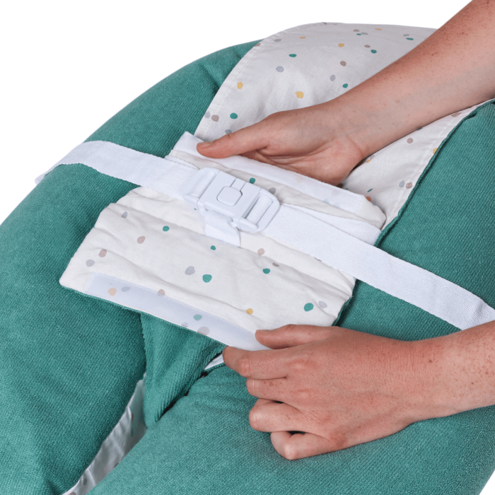 Multirelax 3-in-1 nursing and pregnancy pillow, green polka dot terry cloth - Tinéo