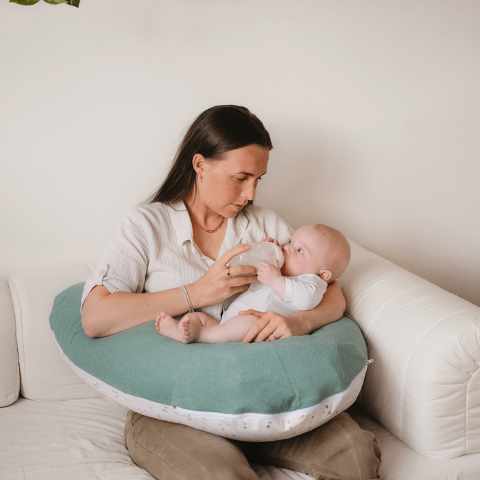 Coussin d'allaitement et de grossesse 3en1 Multirelax éponge vert pois - Tinéo