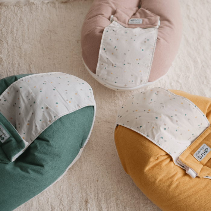 Multirelax 3-in-1 nursing and pregnancy pillow, yellow polka dot terry cloth - Tinéo
