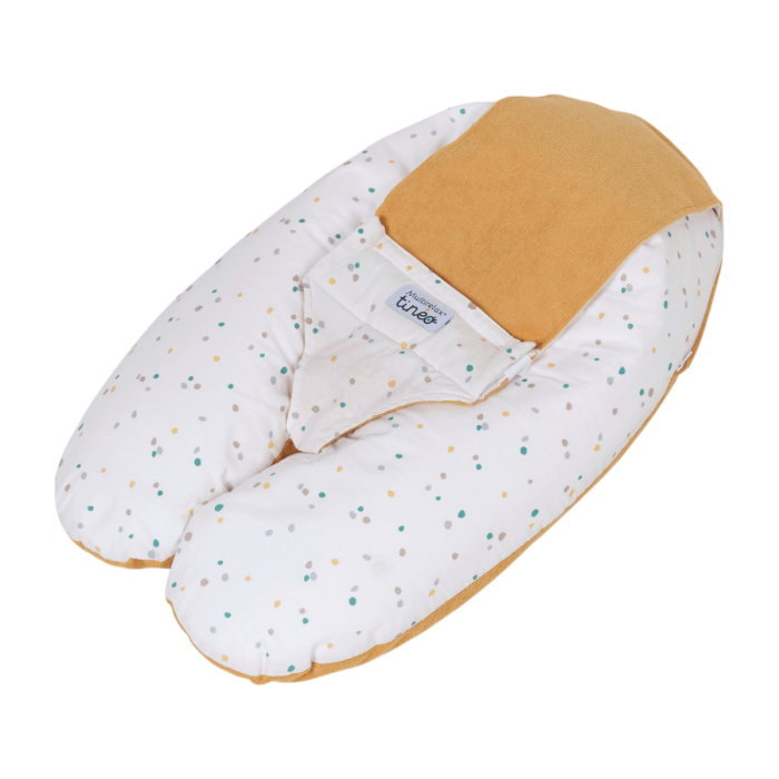 Coussin d'allaitement et de grossesse 3en1 Multirelax éponge jaune pois - Tinéo